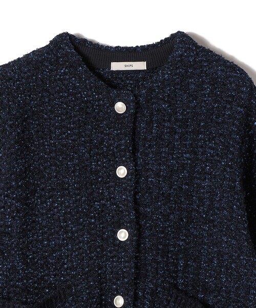 SHIPS（シップス）の「〈手洗い可能〉ミックスカラー ニット ジャケット（カーディガン/ボレロ・レディース・ネイビー/ピンク・ONE SIZE）」の18枚目の写真