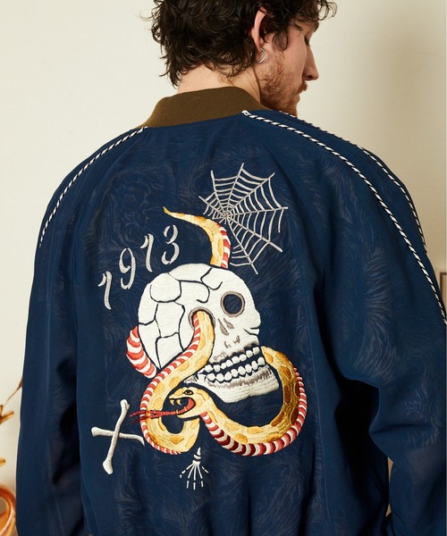 schott（ショット）の「Schott/ショット/CHIFFON SUKA JACKET/シフォン スカジャン（スカジャン・メンズ・ブラック/ネイビー・L/XL/2XL/M）」の2枚目の写真