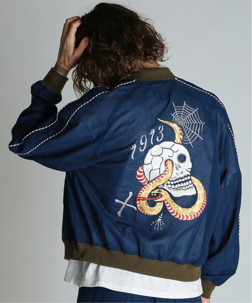 schott（ショット）の「Schott/ショット/CHIFFON SUKA JACKET/シフォン スカジャン（スカジャン・メンズ・ブラック/ネイビー・L/XL/2XL/M）」の10枚目の写真