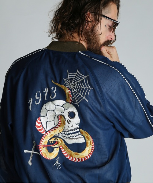 schott（ショット）の「Schott/ショット/CHIFFON SUKA JACKET/シフォン スカジャン（スカジャン・メンズ・ブラック/ネイビー・L/XL/2XL/M）」の7枚目の写真