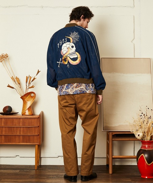 schott（ショット）の「Schott/ショット/CHIFFON SUKA JACKET/シフォン スカジャン（スカジャン・メンズ・ブラック/ネイビー・L/XL/2XL/M）」の5枚目の写真