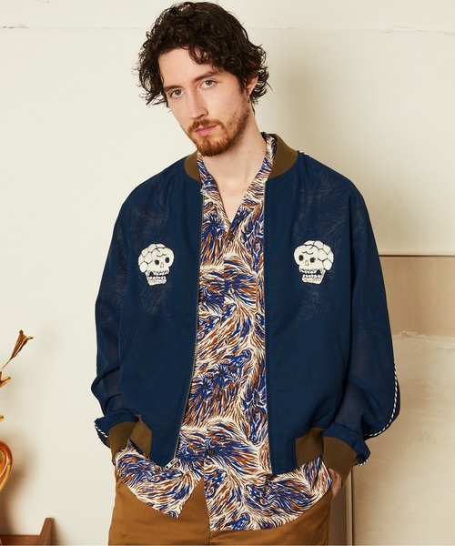 schott（ショット）の「Schott/ショット/CHIFFON SUKA JACKET/シフォン スカジャン（スカジャン・メンズ・ブラック/ネイビー・L/XL/2XL/M）」の4枚目の写真