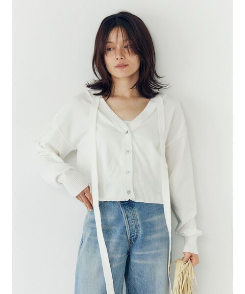 Ungrid（アングリッド）の「リボンデザインニットカーディガン（カーディガン/ボレロ・レディース・オフホワイト/チャコールグレー/オレンジ・FREE）」の4枚目の写真