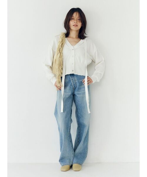 Ungrid（アングリッド）の「リボンデザインニットカーディガン（カーディガン/ボレロ・レディース・オフホワイト/チャコールグレー/オレンジ・FREE）」の7枚目の写真