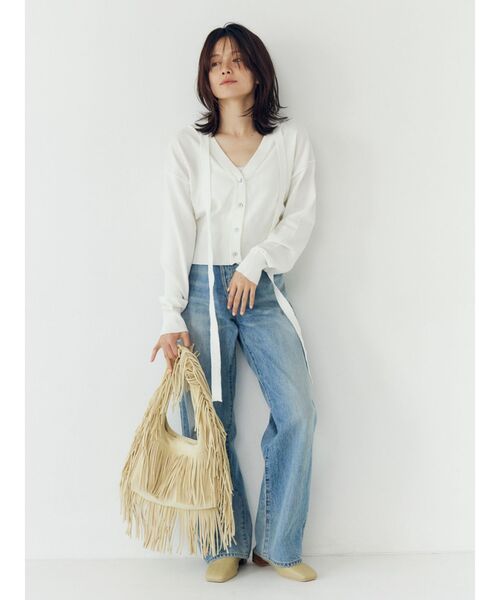 Ungrid（アングリッド）の「リボンデザインニットカーディガン（カーディガン/ボレロ・レディース・オフホワイト/チャコールグレー/オレンジ・FREE）」の8枚目の写真