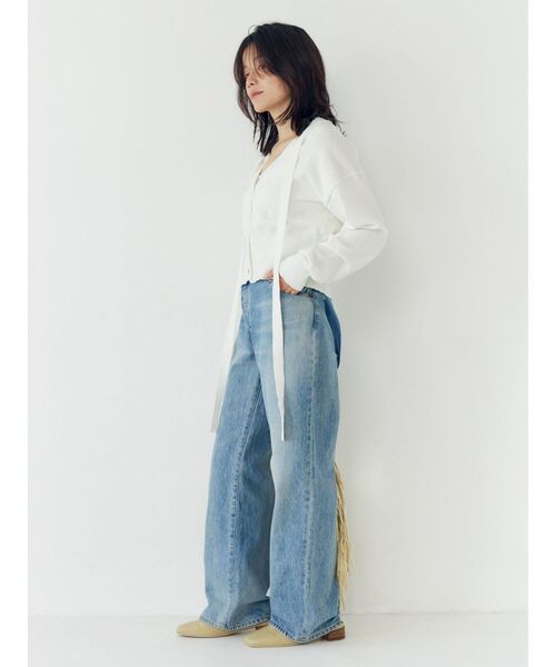 Ungrid（アングリッド）の「リボンデザインニットカーディガン（カーディガン/ボレロ・レディース・オフホワイト/チャコールグレー/オレンジ・FREE）」の9枚目の写真