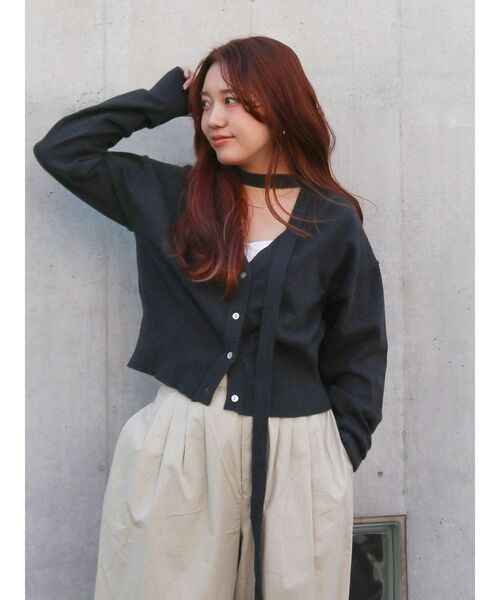 Ungrid（アングリッド）の「リボンデザインニットカーディガン（カーディガン/ボレロ・レディース・オフホワイト/チャコールグレー/オレンジ・FREE）」の11枚目の写真