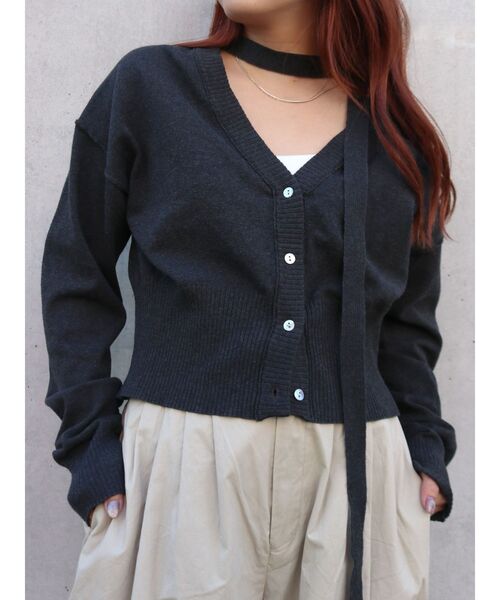 Ungrid（アングリッド）の「リボンデザインニットカーディガン（カーディガン/ボレロ・レディース・オフホワイト/チャコールグレー/オレンジ・FREE）」の12枚目の写真