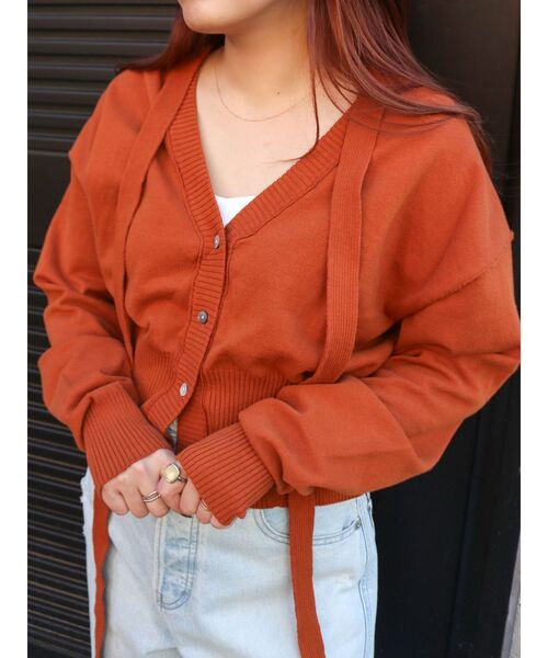 Ungrid（アングリッド）の「リボンデザインニットカーディガン（カーディガン/ボレロ・レディース・オフホワイト/チャコールグレー/オレンジ・FREE）」の18枚目の写真