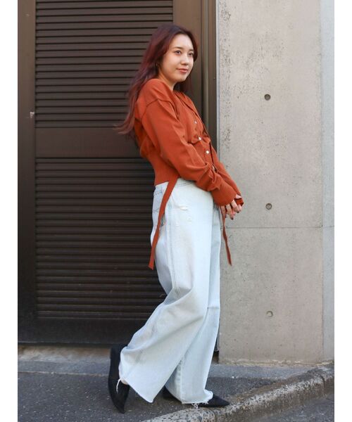 Ungrid（アングリッド）の「リボンデザインニットカーディガン（カーディガン/ボレロ・レディース・オフホワイト/チャコールグレー/オレンジ・FREE）」の21枚目の写真