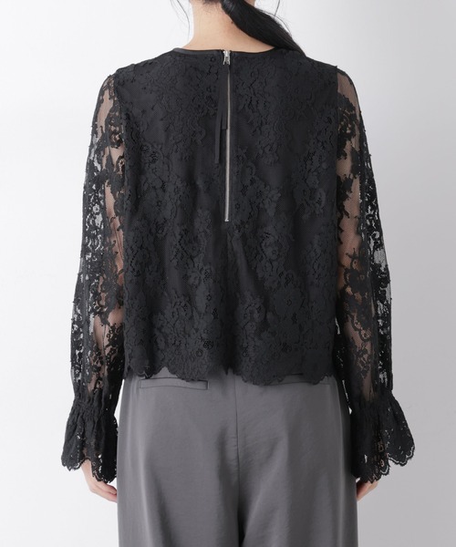 NANO universe（ナノユニバース）の「レーススカラップブラウス（シャツ/ブラウス・レディース・オフホワイト/ピンクベージュ/ブラック・S/M）」の6枚目の写真
