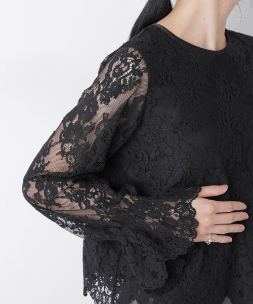 NANO universe（ナノユニバース）の「レーススカラップブラウス（シャツ/ブラウス・レディース・オフホワイト/ピンクベージュ/ブラック・S/M）」の9枚目の写真