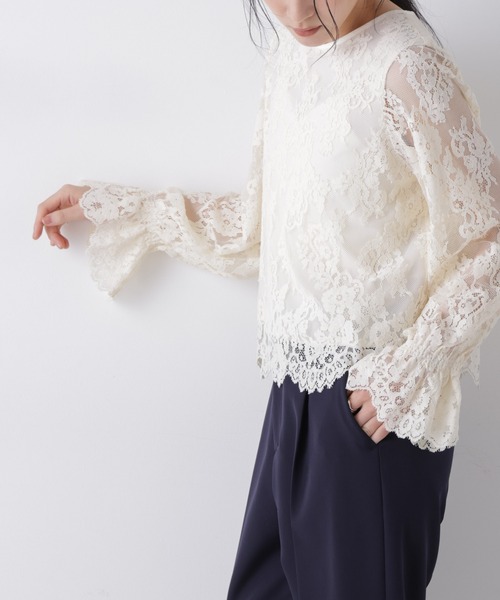 NANO universe（ナノユニバース）の「レーススカラップブラウス（シャツ/ブラウス・レディース・オフホワイト/ピンクベージュ/ブラック・S/M）」の15枚目の写真