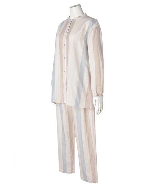 KID BLUE(キッドブルー)の「キッドブルー -26Wガーゼストライプ -長袖パジャマ -KNDK506 -kidblue(ルームウェア/パジャマ・レディース・ピンク/アイボリー・M/L)」の9枚目の写真