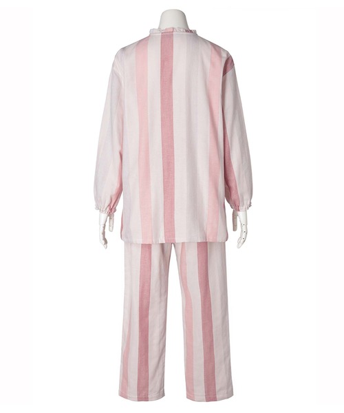 KID BLUE(キッドブルー)の「キッドブルー -26Wガーゼストライプ -長袖パジャマ -KNDK506 -kidblue(ルームウェア/パジャマ・レディース・ピンク/アイボリー・M/L)」の4枚目の写真