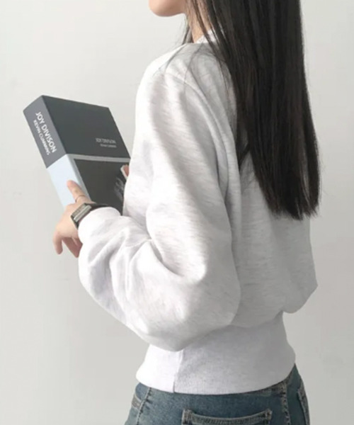 VIVID LADY(ビビッドレディー)の「Vネック 襟付き ショート丈 スウェット(スウェット・レディース・ネイビー/ライトグレー/グレー/ライトベージュ・FREE)」の10枚目の写真