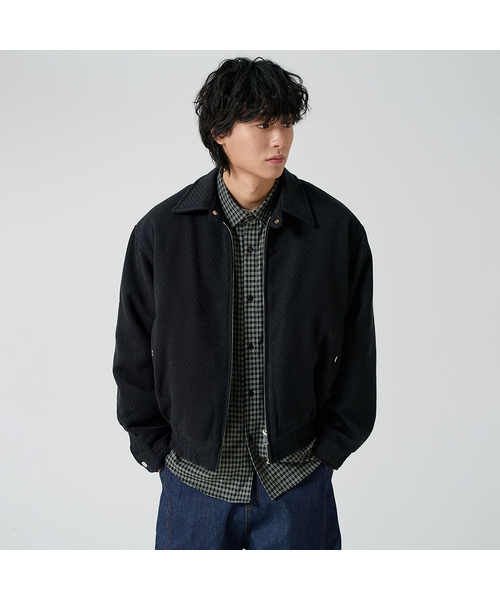 OWSA(オウサ)の「ウールブレンドカラー ブルゾンジャケット(ブルゾン・メンズ・ブラック/ブラウン・LARGE/X-LARGE)」の1枚目の写真