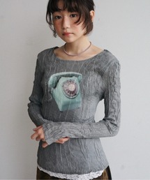 musubore | pleatsed print sheer tops / プリーツプリントトップス(Tシャツ/カットソー)