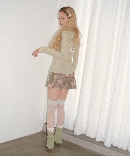 musubore（ムスボレ）の「pleatsed print sheer tops / プリーツプリントトップス（Tシャツ/カットソー・レディース・グレー/ライトグリーン/ブラック・FREE）」の15枚目の写真