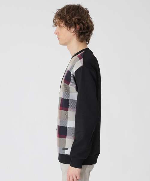 BLACK LABEL CRESTBRIDGE(ブラックレーベル・クレストブリッジ)の「チェックニットドッキングスウェットシャツ(スウェット・メンズ・ブラック/オフホワイト・M/L/XL)」の9枚目の写真