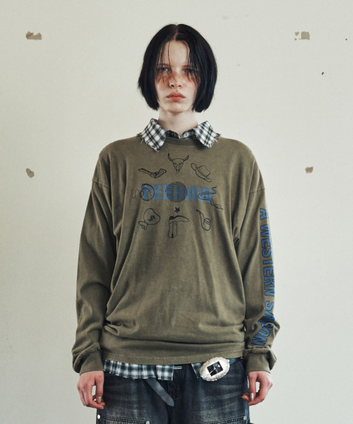THEVINYLHOUSE（ザバイニルハウス）の「WESTERN SALOON LS TEE OLIVE（Tシャツ/カットソー・メンズ・その他・S/M/L）」の2枚目の写真