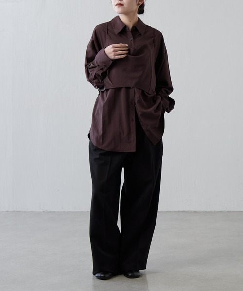 Lui's（ルイス）の「サテンキャミセットルーズシャツ（シャツ/ブラウス・レディース・アイボリー/ブラック/ブラウン・FREE）」の13枚目の写真