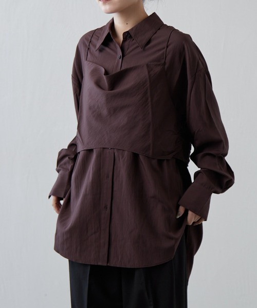 Lui's（ルイス）の「サテンキャミセットルーズシャツ（シャツ/ブラウス・レディース・アイボリー/ブラック/ブラウン・FREE）」の11枚目の写真