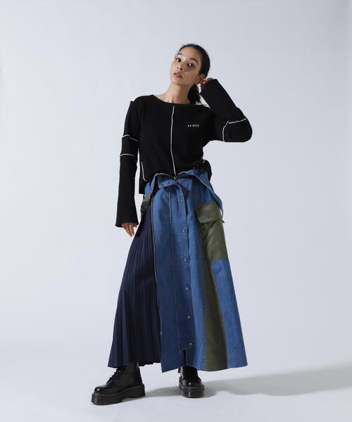 B'2nd(ビーセカンド)の「AVIREXxAULA AILA(アヴィレックスxアウラアイラ)サーマルニットトップス(Tシャツ/カットソー・レディース・ブラック/ホワイト・0)」の16枚目の写真