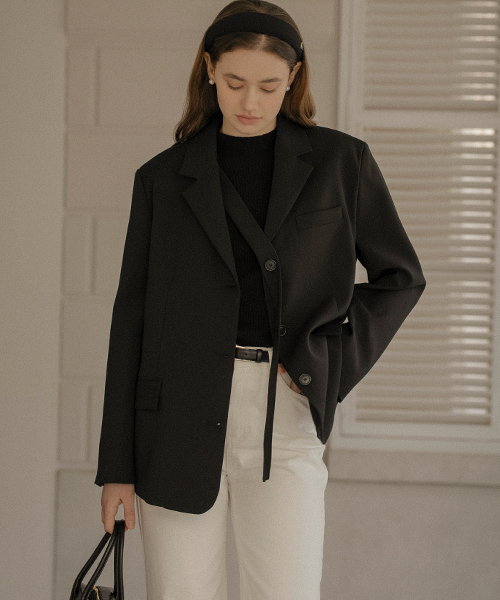 Tie strap detail layered jacket_Black
