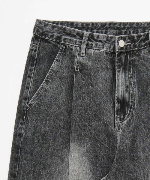 ACSHI（アクシ）の「ワンタックウォッシュドバルーンフィットワイドデニムパンツユニセックス（ブラック）（デニムパンツ・レディース・その他・M/L/XL/XS/S/XXL）」の14枚目の写真
