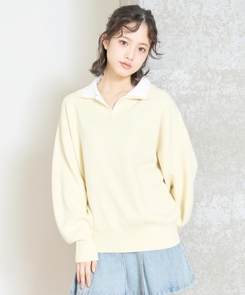 セール】【アラエル】W衿スキッパーニット（ニット/セーター