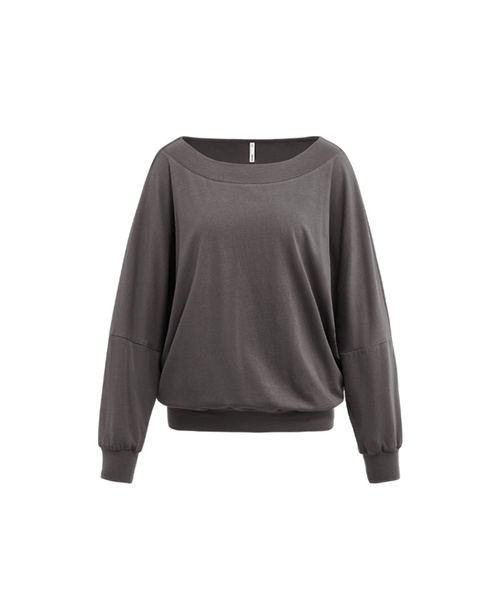 BUTTON SEOUL（ボタンソウル）の「[ウィメンズ] オーバーサイズカジュアルオフショルダースウェットシャツ (3 COLORS)（Tシャツ/カットソー・レディース・ブラック/アッシュグレー/チャコール・SMALL/MEDIUM/LARGE）」の3枚目の写真