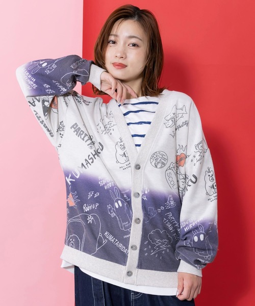 ScoLar Parity（スカラーパリティ）の「361106：落書き柄段染め風裏毛使いカーディガン（カーディガン/ボレロ・レディース・オートミール/杢グレー・M）」の2枚目の写真