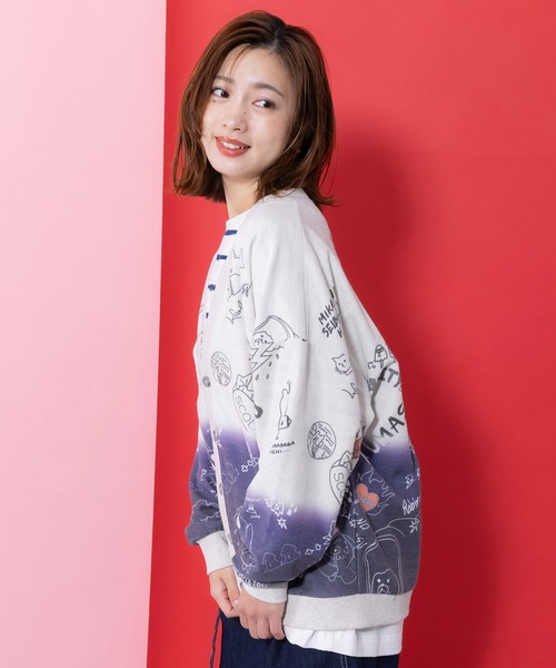 ScoLar Parity（スカラーパリティ）の「361106：落書き柄段染め風裏毛使いカーディガン（カーディガン/ボレロ・レディース・オートミール/杢グレー・M）」の20枚目の写真