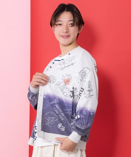 ScoLar Parity（スカラーパリティ）の「361106：落書き柄段染め風裏毛使いカーディガン（カーディガン/ボレロ・レディース・オートミール/杢グレー・M）」の13枚目の写真