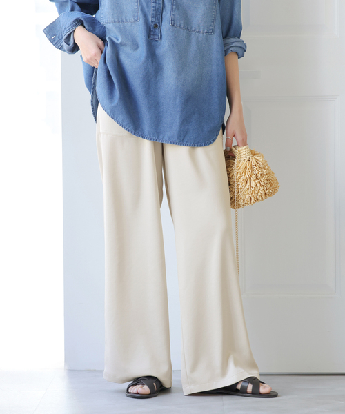 JOURNAL STANDARD relume（ジャーナルスタンダード　レリューム）の「《再入荷！》サテンベイカーパンツ（その他パンツ・レディース・ブラック系その他/ベージュ/カーキ・36/38）」の2枚目の写真