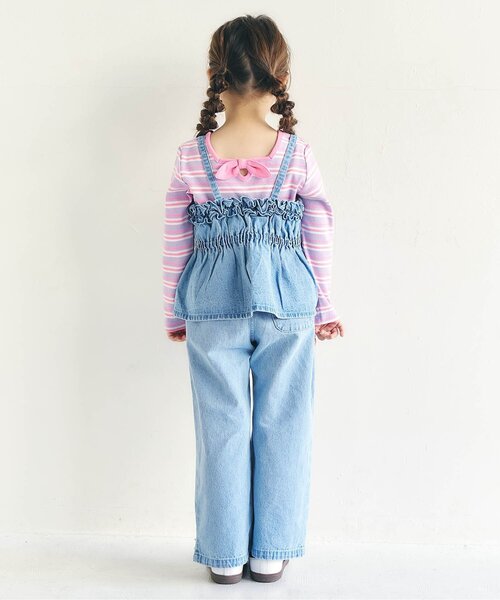 apres les cours（アプレレクール）の「【前後2WAY/リンク】リボンリブTシャツ_ジュニア対応（Tシャツ/カットソー・キッズ・オレンジ/ミント/ラベンダー/アイボリー・140/130/120/110/100/90/80）」の8枚目の写真