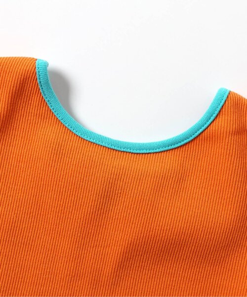 apres les cours（アプレレクール）の「【前後2WAY/リンク】リボンリブTシャツ_ジュニア対応（Tシャツ/カットソー・キッズ・オレンジ/ミント/ラベンダー/アイボリー・140/130/120/110/100/90/80）」の17枚目の写真