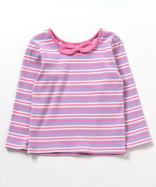 apres les cours（アプレレクール）の「【前後2WAY/リンク】リボンリブTシャツ_ジュニア対応（Tシャツ/カットソー・キッズ・オレンジ/ミント/ラベンダー/アイボリー・140/130/120/110/100/90/80）」の19枚目の写真