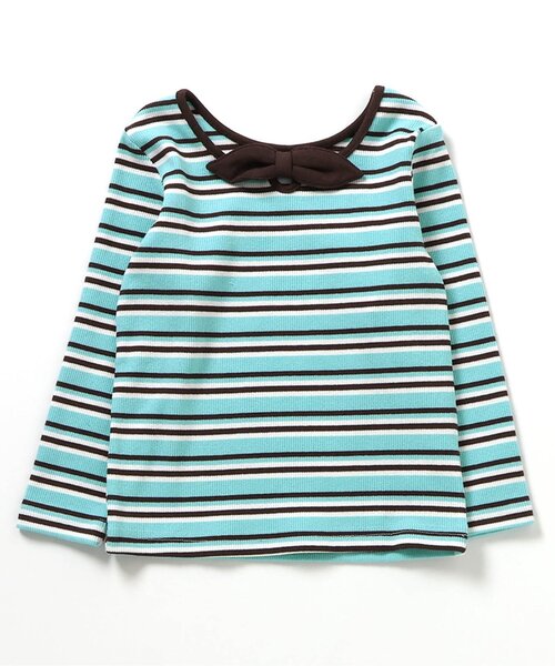 apres les cours（アプレレクール）の「【前後2WAY/リンク】リボンリブTシャツ_ジュニア対応（Tシャツ/カットソー・キッズ・オレンジ/ミント/ラベンダー/アイボリー・140/130/120/110/100/90/80）」の20枚目の写真