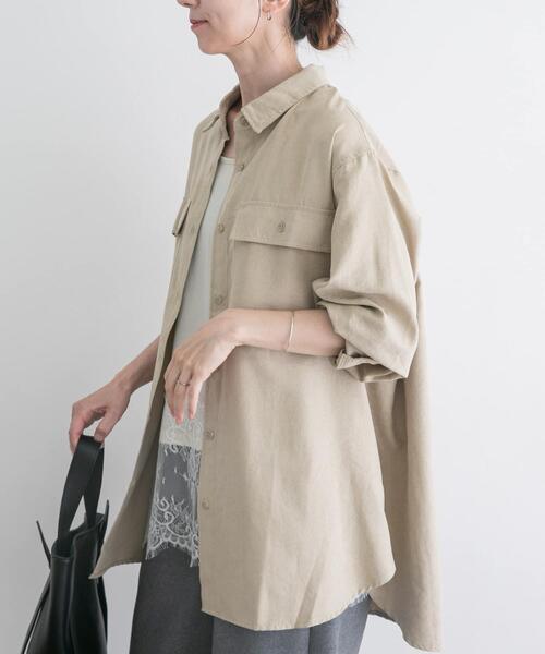 ITEMS URBANRESEARCH(アイテムズ アーバンリサーチ)の「ピーチスキンシャツ(シャツ/ブラウス・レディース・ブラウン/スミクロ/ベージュ・FREE)」の7枚目の写真