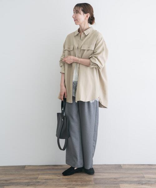 ITEMS URBANRESEARCH(アイテムズ アーバンリサーチ)の「ピーチスキンシャツ(シャツ/ブラウス・レディース・ブラウン/スミクロ/ベージュ・FREE)」の10枚目の写真