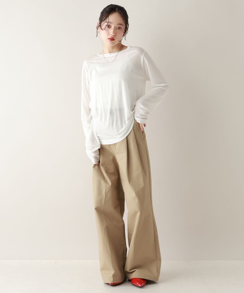 RAGEBLUE（レイジブルー）の「カラーシアーボートネックロンT（Tシャツ/カットソー・レディース・ライトブルー/グレー/ホワイト/ライトピンク・FREE）」の5枚目の写真