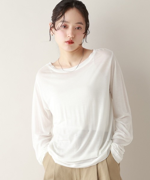 RAGEBLUE（レイジブルー）の「カラーシアーボートネックロンT（Tシャツ/カットソー・レディース・ライトブルー/グレー/ホワイト/ライトピンク・FREE）」の8枚目の写真