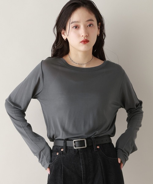 RAGEBLUE（レイジブルー）の「カラーシアーボートネックロンT（Tシャツ/カットソー・レディース・ライトブルー/グレー/ホワイト/ライトピンク・FREE）」の15枚目の写真