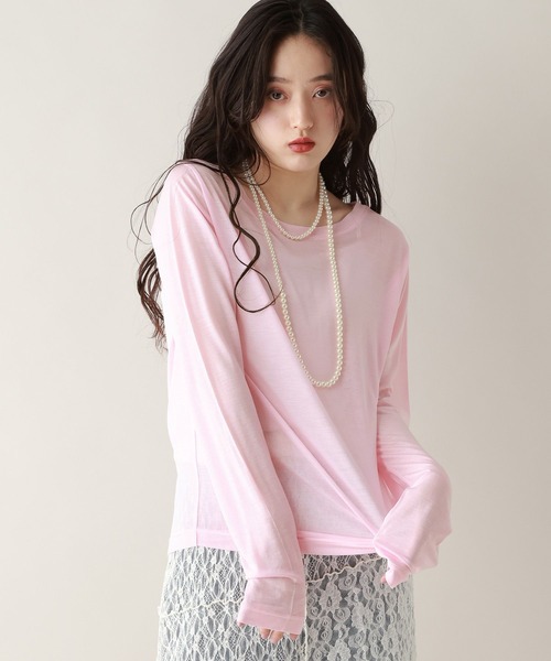 RAGEBLUE（レイジブルー）の「カラーシアーボートネックロンT（Tシャツ/カットソー・レディース・ライトブルー/グレー/ホワイト/ライトピンク・FREE）」の19枚目の写真