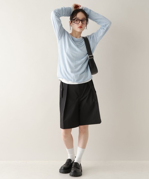 RAGEBLUE（レイジブルー）の「カラーシアーボートネックロンT（Tシャツ/カットソー・レディース・ライトブルー/グレー/ホワイト/ライトピンク・FREE）」の20枚目の写真