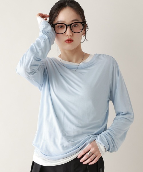 RAGEBLUE（レイジブルー）の「カラーシアーボートネックロンT（Tシャツ/カットソー・レディース・ライトブルー/グレー/ホワイト/ライトピンク・FREE）」の22枚目の写真