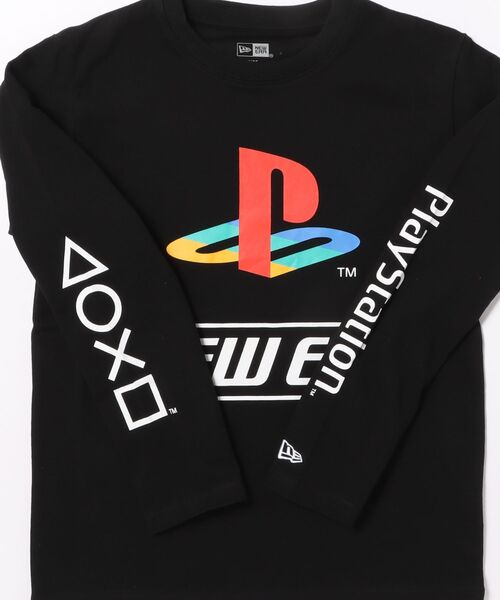 NEW ERA（ニューエラ）の「【NEW ERA】キッズ Youth 長袖 コットン Tシャツ PlayStation プレイステーション ファミリーマーク ニューエラロゴ / ブラック [SSL]（Tシャツ/カットソー・キッズ・ブラック・130/140/150/160）」の3枚目の写真