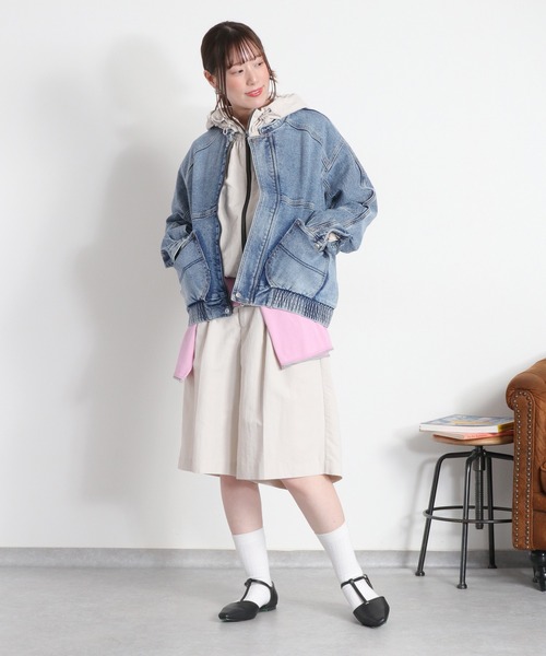 cepo(セポ)の「〈セットアップ対応可能〉ワークデニムジップブルゾン(デニムジャケット・レディース・ベージュ/ブルー系2・M)」の1枚目の写真